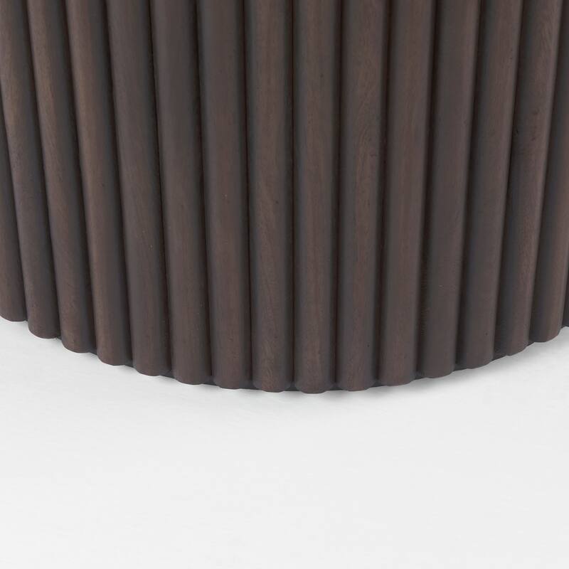 Terra Dark Brown Solid Wood w/ Fluted Base Round Dining Table