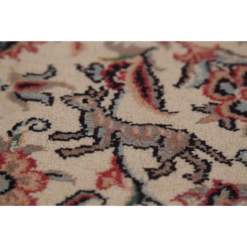 Vegetable Dye Animals Qum Chinese Area Rug Hand-Knotted Wool Carpet - 9'1"x 12'5"