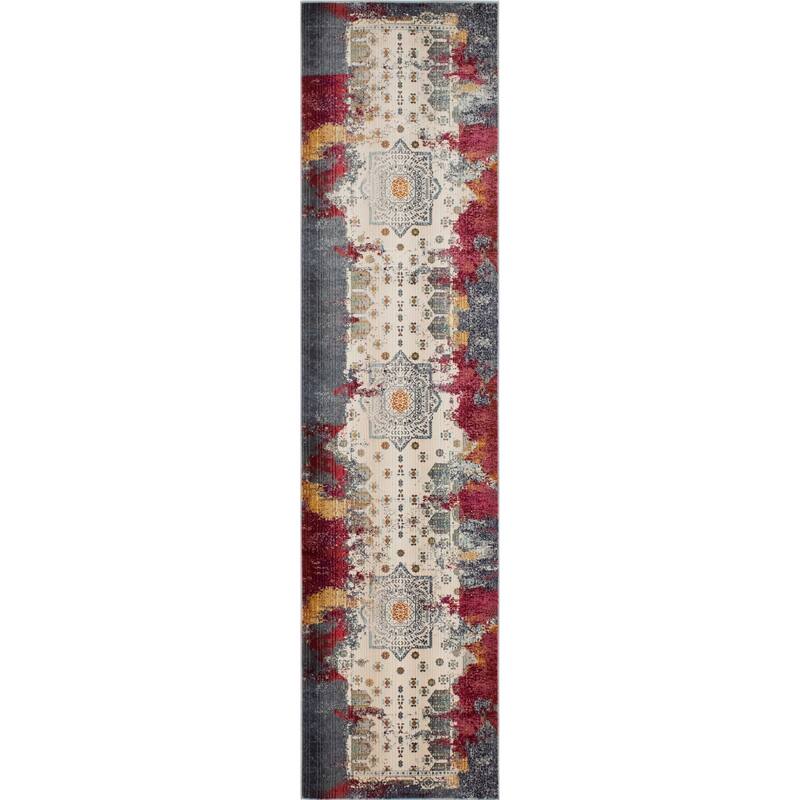 Noori Rug Latif Sandi Rug - 2'6" x 10'0" Runner - Ivory/Red