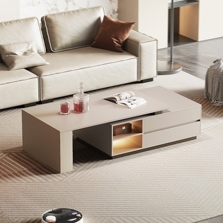 Modern Rectangular Extendable Coffee Table with Drawer Storage - Bed ...