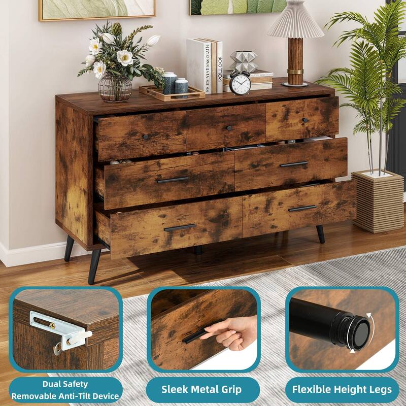 Moasis 47" W 6 Drawers Double Dresser for Bedroom, Chests of drawers