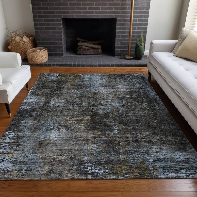 Premium Washable Super Soft Abstract Glammy Mayfield Rug - Graphite - 10' x 14' - Rectangle