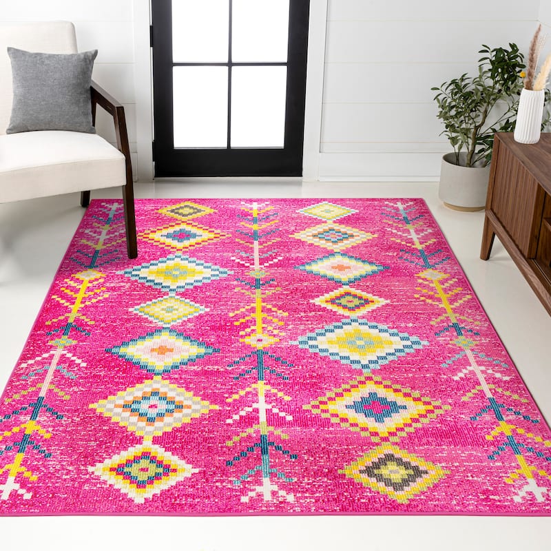 JONATHAN Y Arta Love Geometric Area Rug - 8 X 10 - Pink/Multi