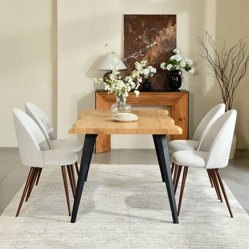 Homy Casa 5-Piece Dining Set with Modern Table and Upholstered Side Chairs