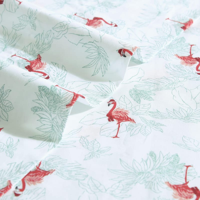 Tommy Bahama Cotton Printed Sheet Sets and Pillowcase Pairs - King - Flamingo Santa Red