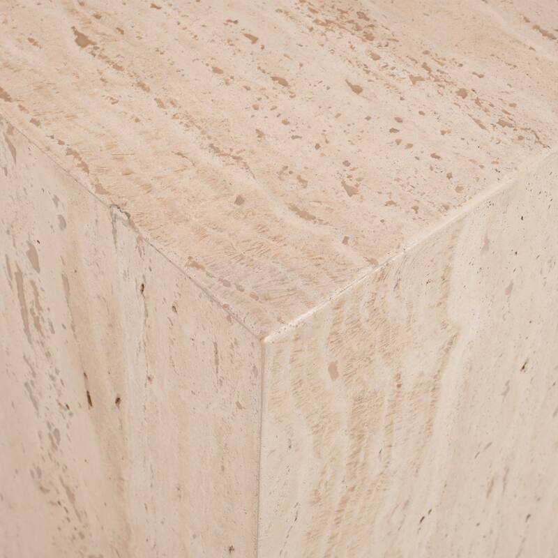 Geometric Cuboid Side Table - 18" - Beige