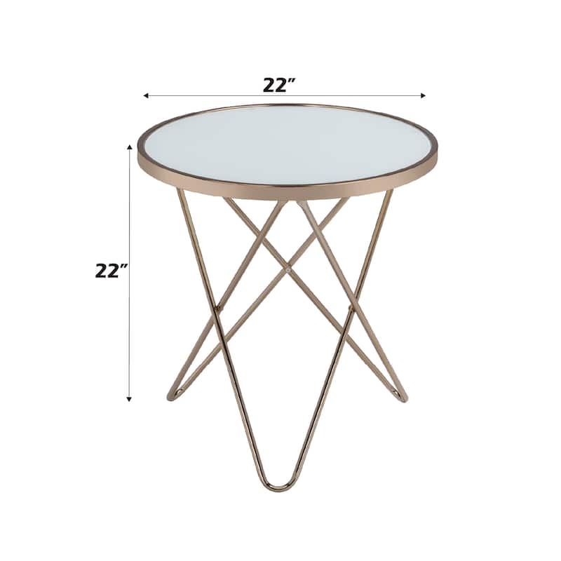 Valora Frosted Glass Top & Champagne Finish End Table