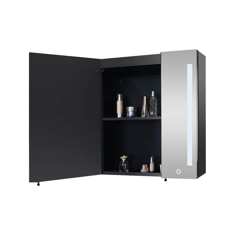30x26 inch Black LED Mirror Medicine Cabinet Surface, Defogger, Anti-Fog,Dimmable Lights Brightness Memory