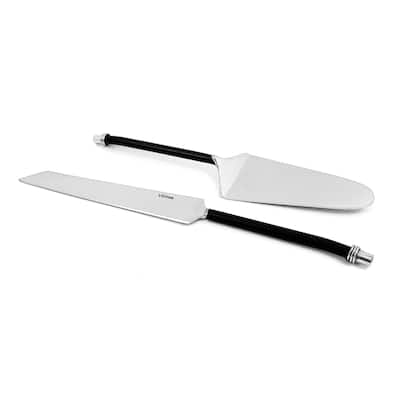 VIBHSA Cake Server and Knife Set (Black, Twisted Handle)