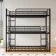 preview thumbnail 8 of 9, Twin Over Twin Over Twin Metal Bunk Bed with 2 Attached Ladders, Black