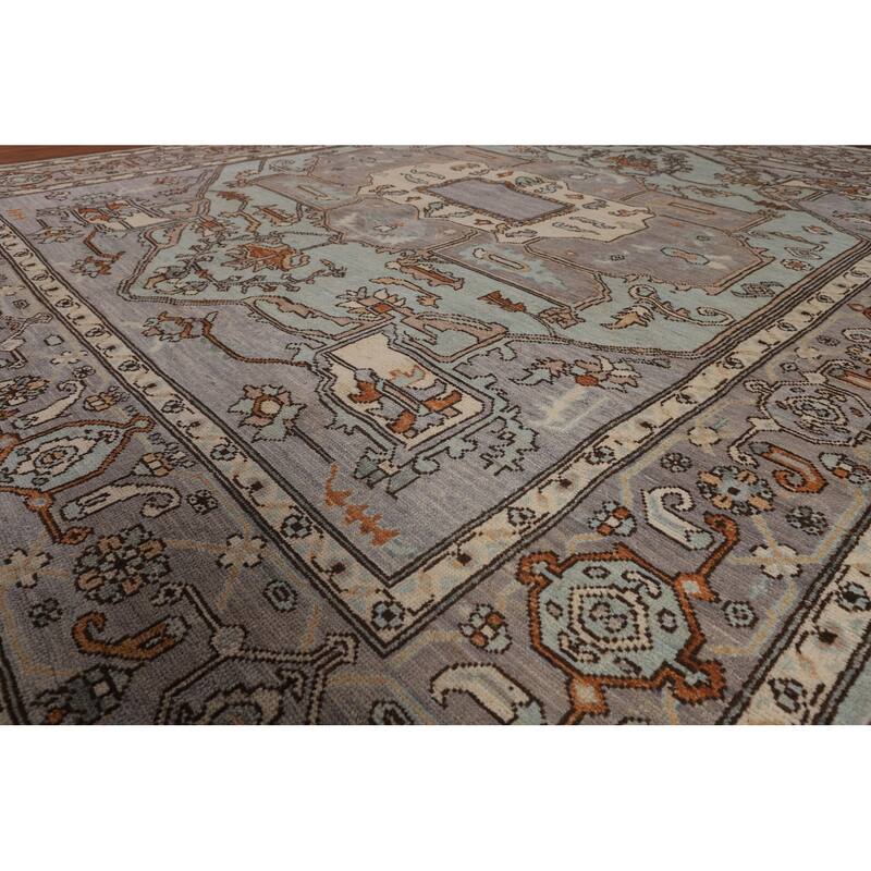 Light Blue Oushak Vegetable Dye Rug Hand-Knotted Oriental Wool Carpet - 8'5"x 10'2"