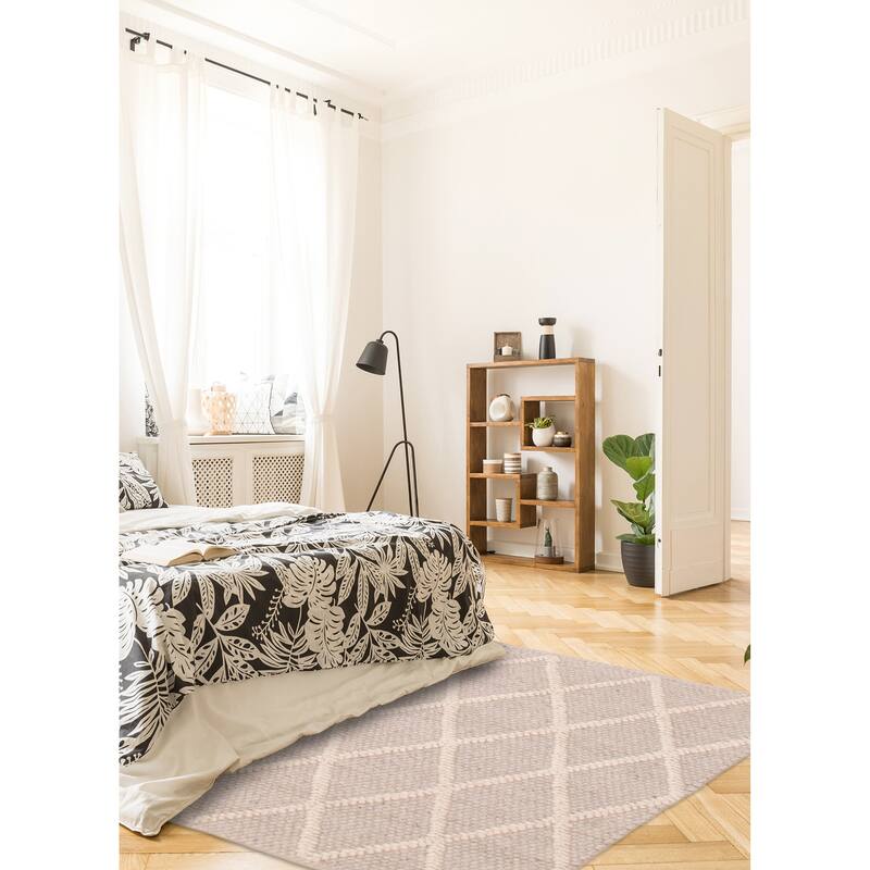 ECARPETGALLERY Braid weave Sienna Grey Wool Rug - 4'1 x 3'10