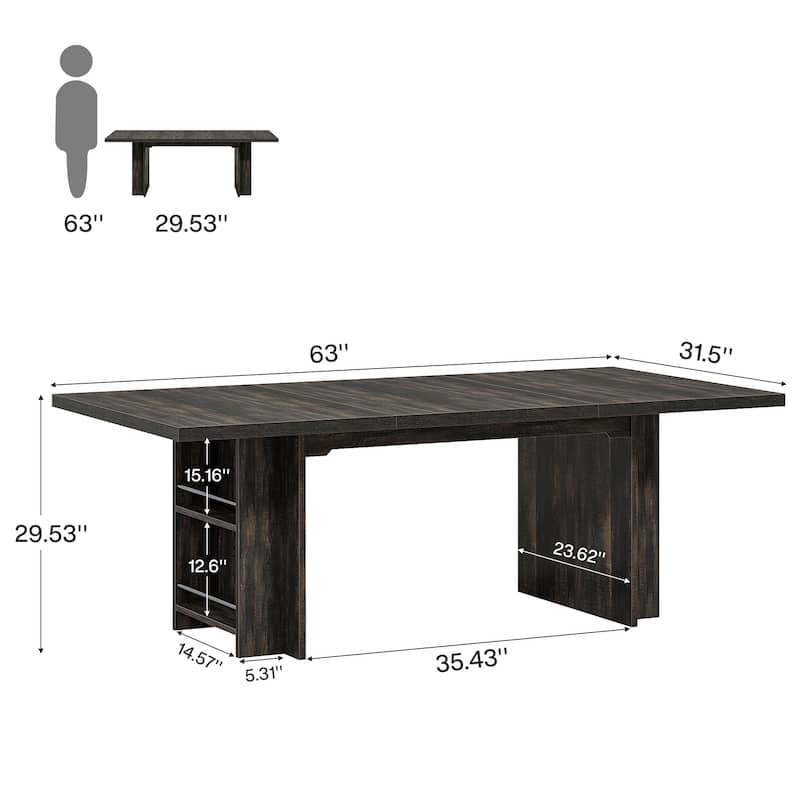 63-in Large Executive Desk, Home Office Desk Large Computer Writing Table with Storage