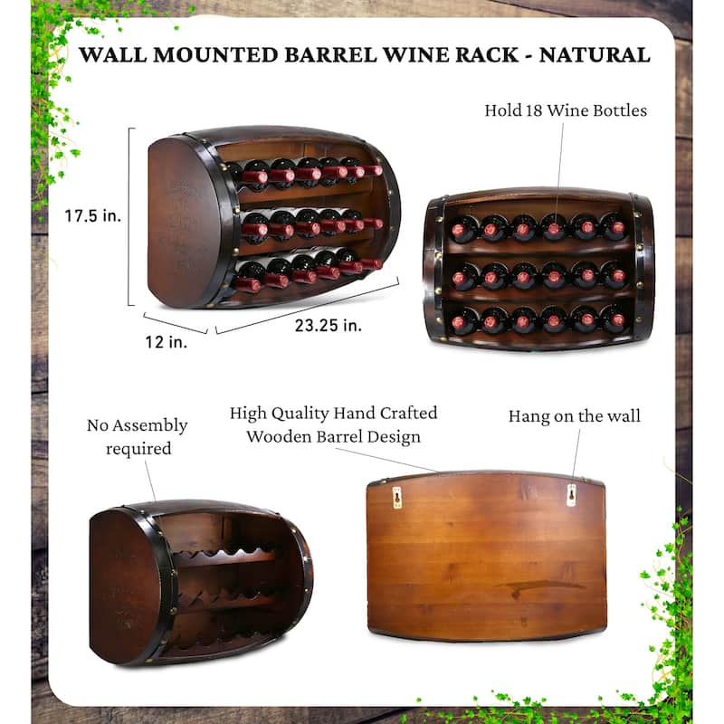 CoTa Global Napoleon Mounted Wall Wine Rack for 18 Wine Bottles - 23.25Lx12Wx17.5H inches.