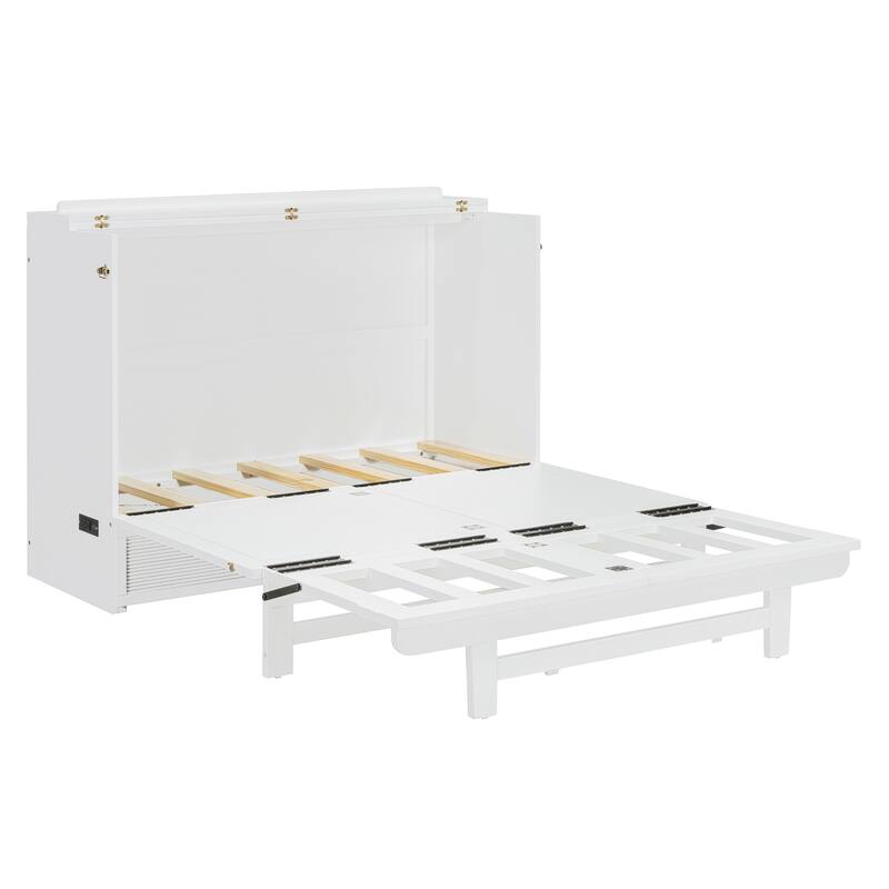 Full Murphy Bed with Storage Cabinet, USB Ports & Outlets