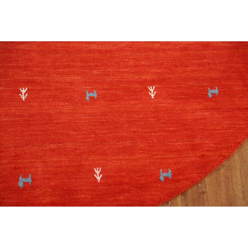 Hand Knotted Oriental 100% Wool Carpet Tribal Animal Pictorial Oranges & Rust Gabbeh Area Rug - 6' 6'' X 6' 6''