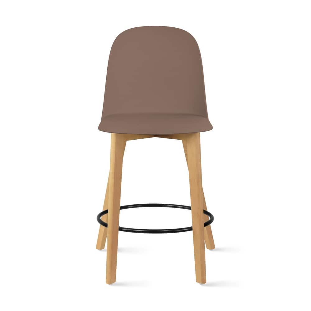 Farmhouse Plastic Round Bar Counter Stool Height High Chair Natural Solid Wood Kitchen Dining Patio Modern, Single, Set of 1