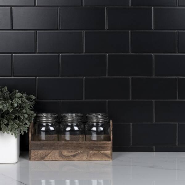 slide 2 of 11, Merola Tile Crown Heights 3"x 6" Matte Black Ceramic Wall Tile Case (44 Tiles)