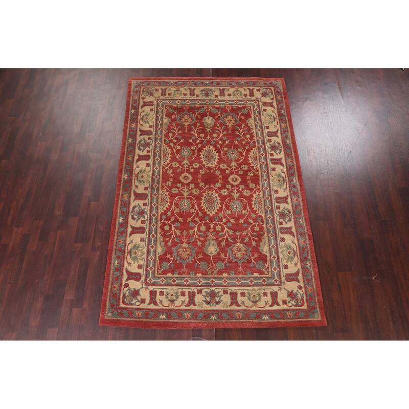 Vegetable Dye Nepalese Oriental Area Rug Hand-knotted Wool Carpet - 6'1" x 9'4"