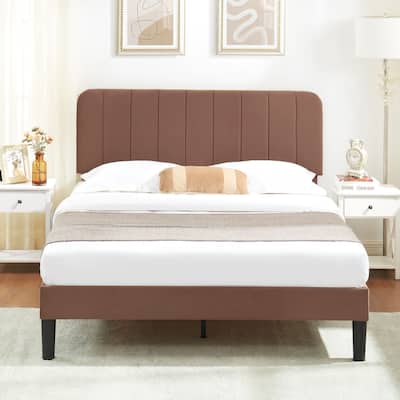 Javlergo Upholstered Bed Frames with Height-adjustable Headboard