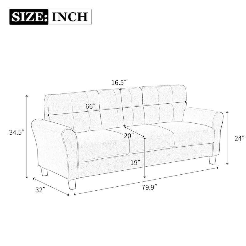 3-Seater Linen Upholstered Sofa with Durable Frame and Comfortable Foam Cushions