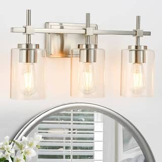 Jasper Brushed Nickel Clear Glass 3-Light Bathroom Vanity Light
