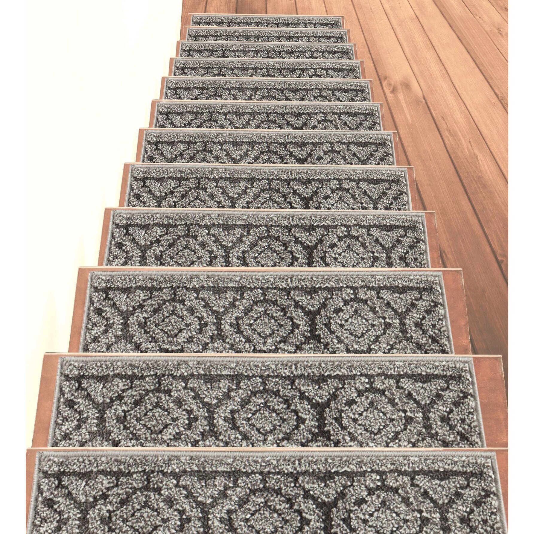 14 Open Plan Carpet Stair Treads Quality Taurus Grey Pads 14 Large Pads! 