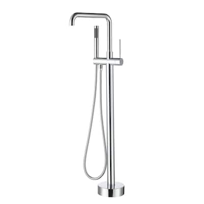 CASAINC Single-Handle Freestanding Floor-Mounted Roman Bathtub Faucet with Hand Shower