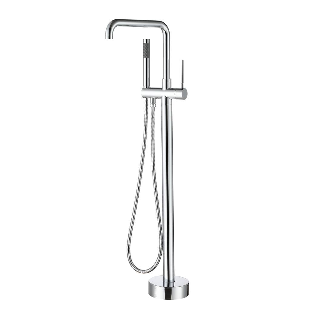 CASAINC Single-Handle Freestanding Floor-Mounted Roman Bathtub Faucet with Hand Shower