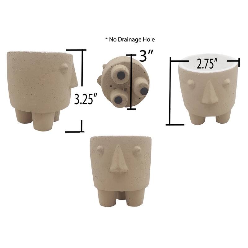 Modern Cement Decorative Human Face Planter Set