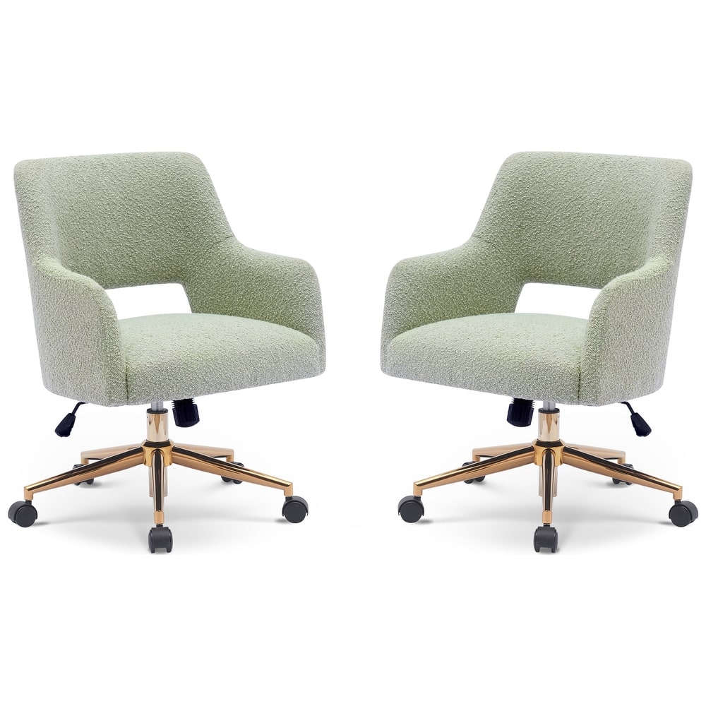 Boucle Upholstered Office/ Desk Chair - Swivel/ Adjustable Height (Set of 2)