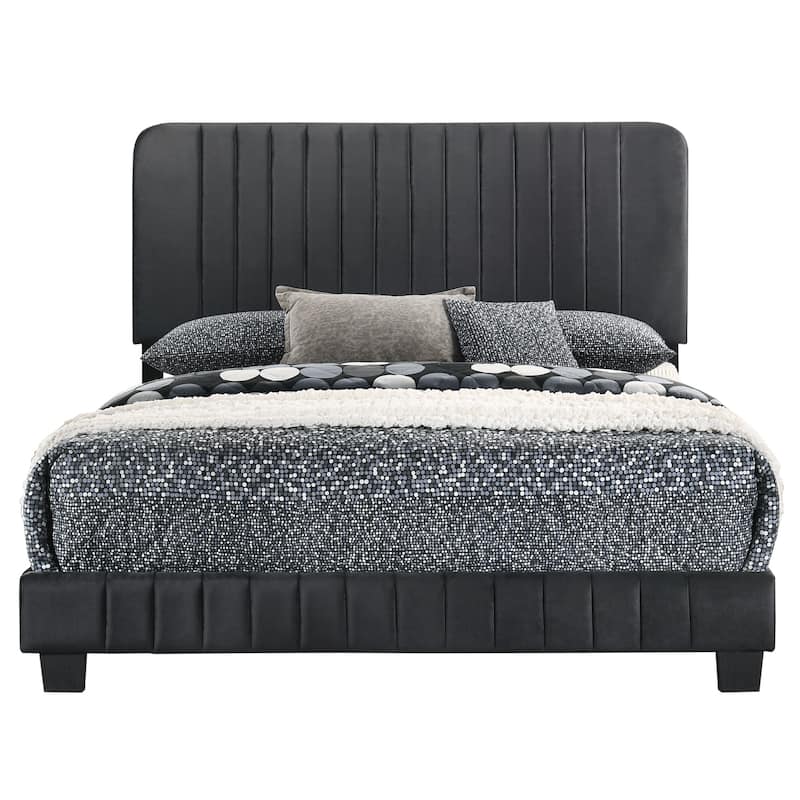 Black Queen Bed with Contemporary Transitional Frame, Strong Build and Elegant Finish for Stylish Bedroom Comfort