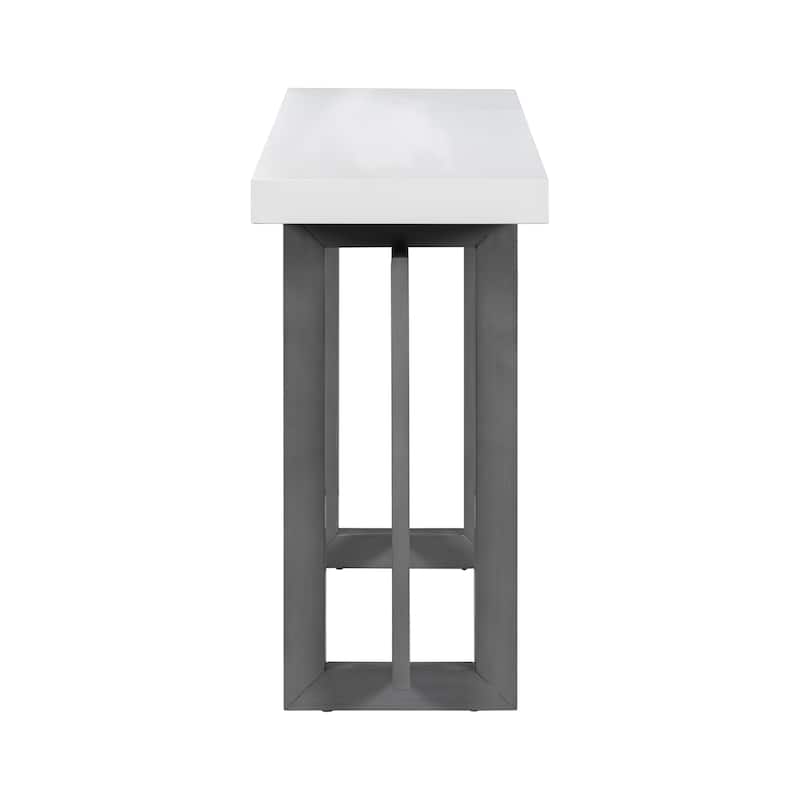 Modern Console Table Sofa Table with Concrete Top, 59'' Long Accent Entryway Table