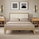 preview thumbnail 1 of 24, HOMCOM Full Size Bed Frame with Upholstered Headboard, Platform Bed Frame with Wooden Slats Oak