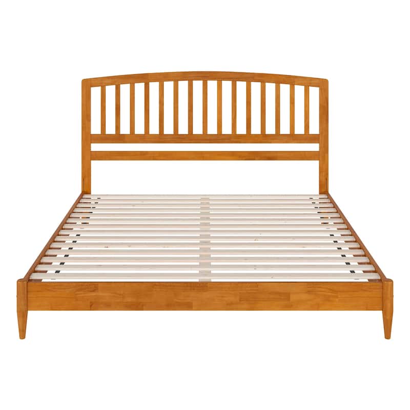 Quincy King Solid Wood Low Profile Platform Bed in Light Toffee