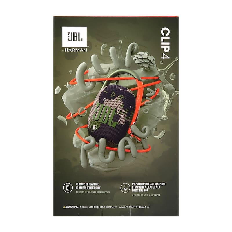 JBL Clip 4 Portable Bluetooth Waterproof Speaker (Squad) + Waterproof Neoprene Medium Lens Pouch + JBL T110 in Ear Headphones