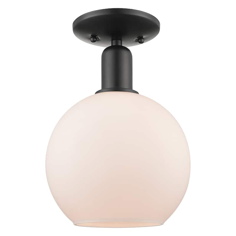 Innovations Lighting 716-1C-12-8 Athens Semi-Flush Athens 8" Wide - Matte Black / Matte White