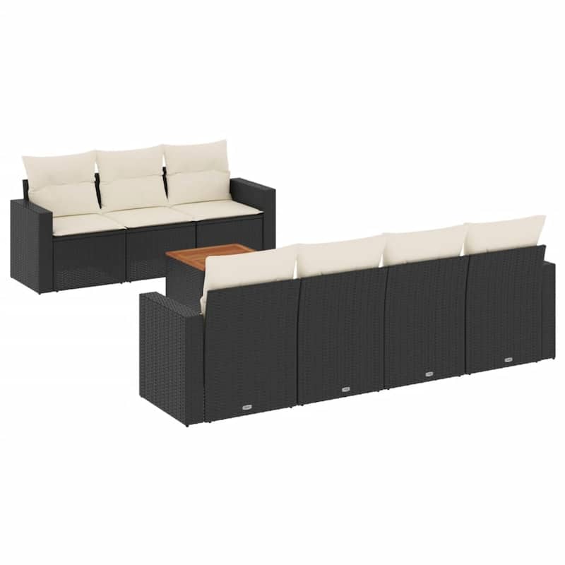 vidaXL Garden Sofa Set Black, Cream White - 24.4 x 25.8 x 27.2