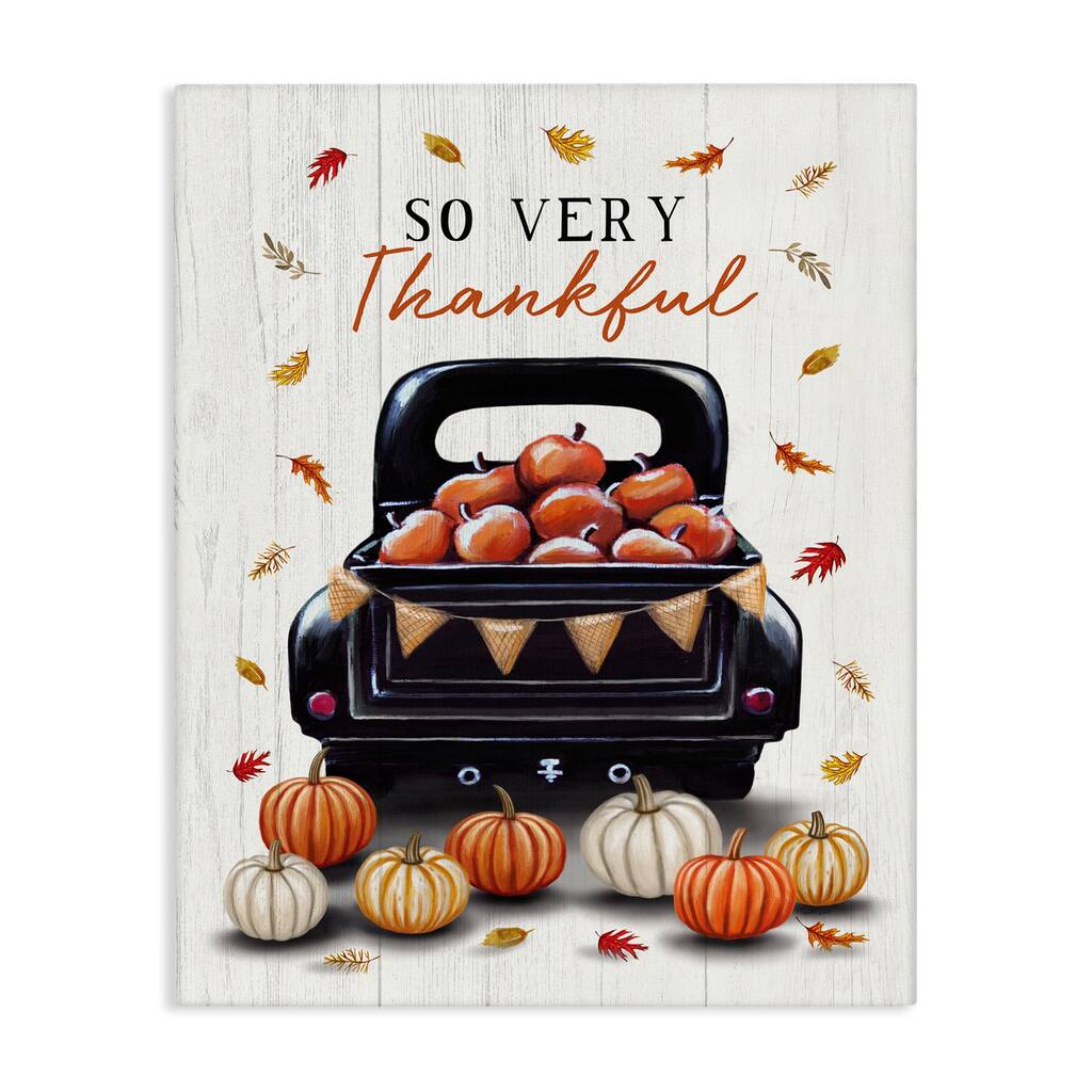 Stupell Autumnal So Very Thankful Canvas Wall Art Design By Elizabeth Tyndall