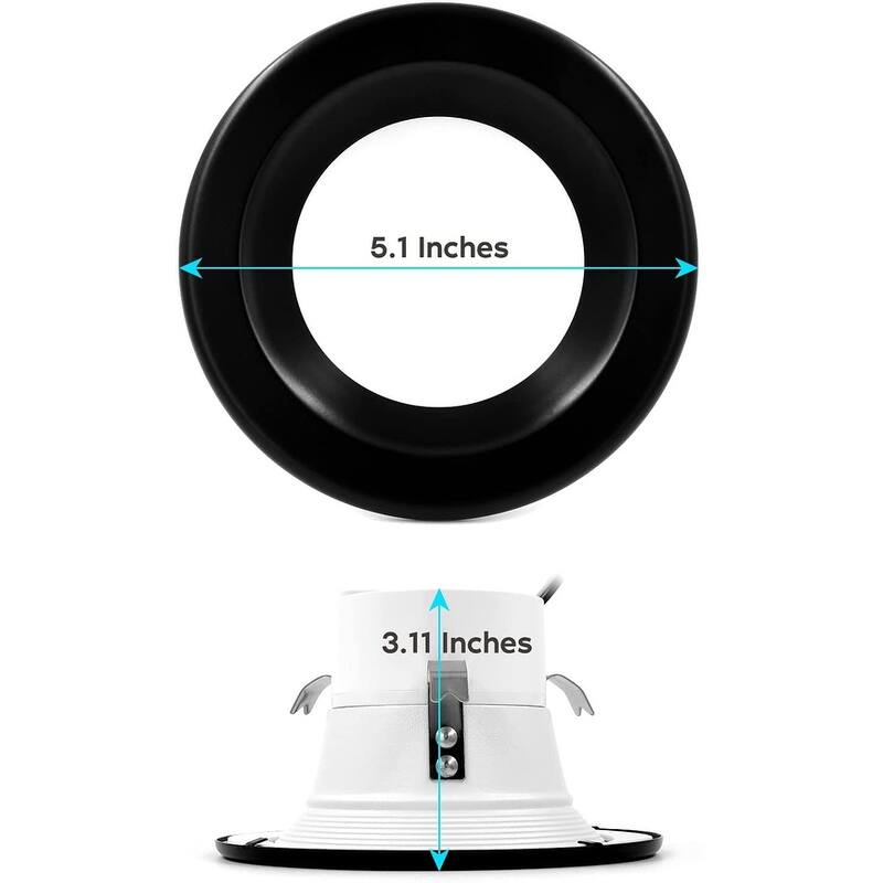 Luxrite 4" LED Recessed Can Lights 10W=60W 5 Color Selectable Dimmable Retrofit Downlights Wet Rated Black Trim IC Rated