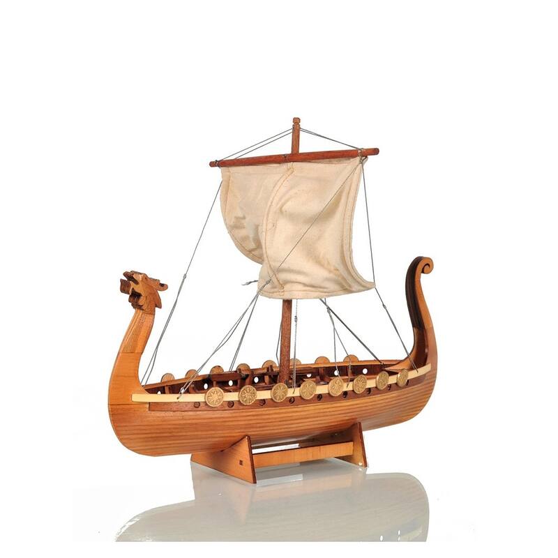 HomeRoots 10" Natural Solid Wood Hand Painted Decorative Boat - 12' X '10' X '7.5