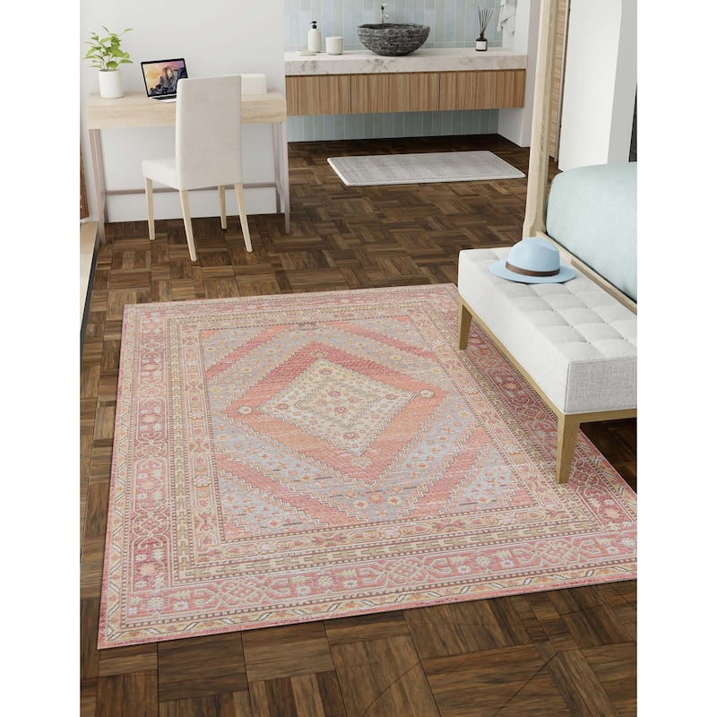 ECARPETGALLERY Machine Woven Poppy Pink Area Rug