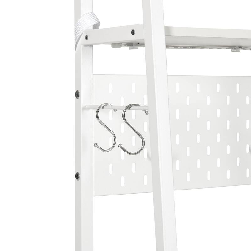 65" Tall Bakers Rack with Sliding Storage Drawer Barn Door & Shelf