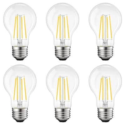 Luxrite Vintage A19 LED Light Bulbs 100 Watt Equivalent, 1600 Lumens, Dimmable, 12W, Damp Rated, UL, E26 Base 6 Pack