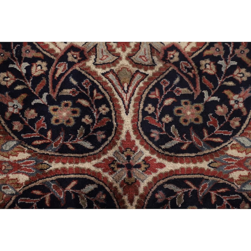 Navy Blue Agra Indian Area Rug Handmade Wool Carpet - 8'0"x 10'1"