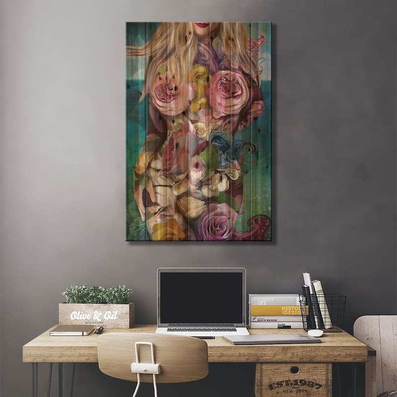 I Am The Garden Print On Wood by Juliana Loomer - Multi-Color