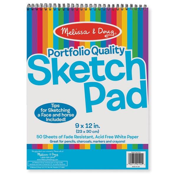 slide 2 of 2, Melissa & Doug Quality Spiral-Bound Sketch Pad, 9" x 12", 50 Sheets - White White - Kids