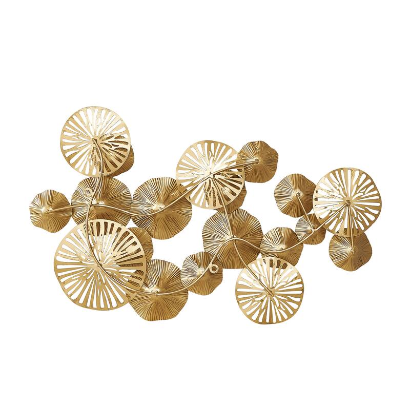 Metal Floral Textured Overlapping Disk Home Wall Decor with Cutouts - Gold - Roche River Decor