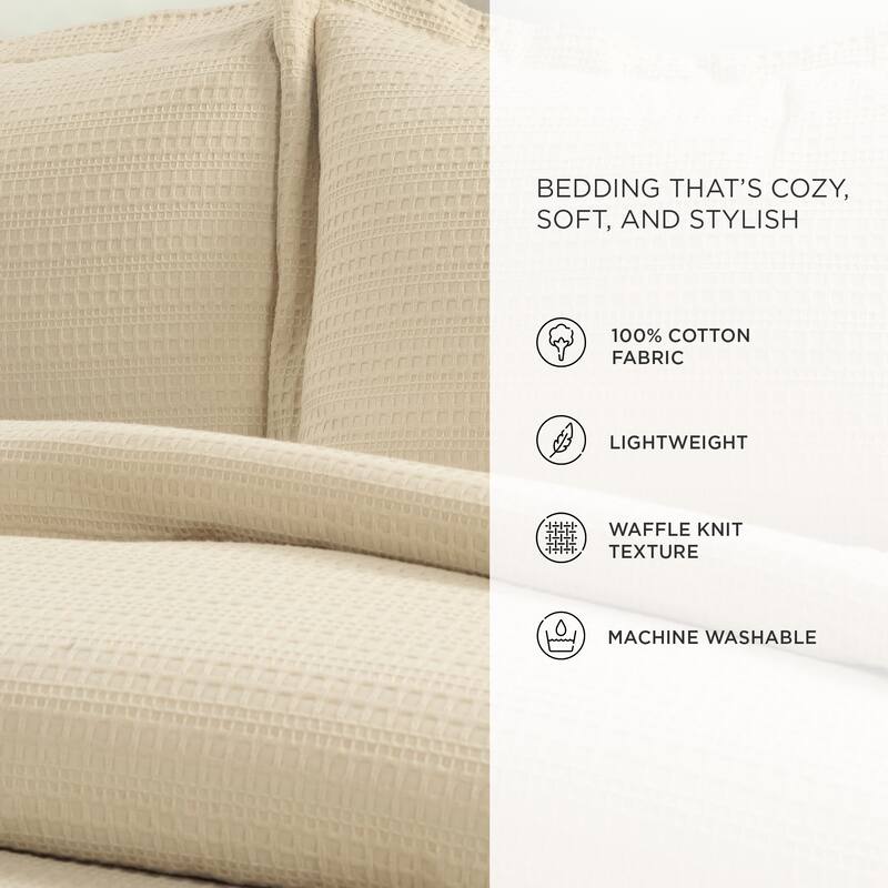 Lush Decor Haniya Solid Waffle Woven Cotton Textured Comforter Set
