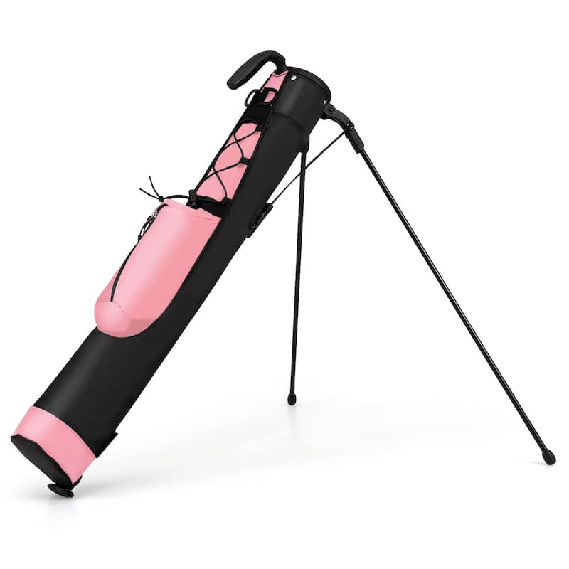 Gymax Lightweight Golf Stand Bag Par 3 & Executive Courses Carry Bag - Pink